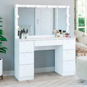 Penteadeira Ditália Pe80 com Kit Luz Branco Cor Branco - Imagem 3