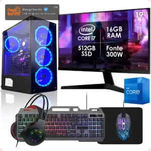 Computador Gamer Intel Core i7 16GB SSD 512GB Monitor 19" Kit Strong Tech - Imagem 1