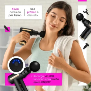 Massageador Pistola Elétrica Profissional Muscular Portátil Aparelho Fisioterapia Corporal 6 Velocidades 4 Cabeças De Massagem Alívio Dores Relaxamento Liberação Recuperação Muscular Nixzen - Imagem 6