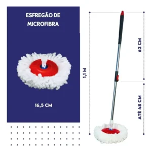 NYBC Giratório 140cm mop vermelho e preto em - Imagem 3