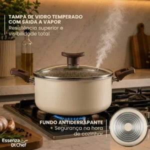 Jogo De Panelas Antiaderente 10 Peças Prime Alumínio Teflon Cor Bege - Imagem 6