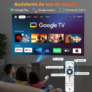 Projetor Bettdow Android 4K 1000 ANSI Google TV Preto Com Wi-Fi HDR10+ - Imagem 6