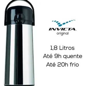 Invicta Garrafa Térmica Grande 1,8 Litro Café Chá Hotel Cor Prateado - Imagem 7