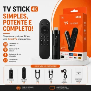 Tv Stick Y9 M98 4k Android Hdmi Smart Youtube Netflix Streaming Controle Remoto Wifi Modo Filme Series Jogos Tela Uhd Hdr Dolby Dts Porta Usb Suporte Apps Miracast Cast Video Multimidia Box Max - Imagem 6