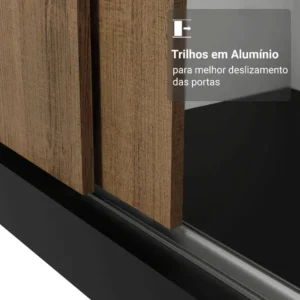 Guarda Roupa Casal Mônaco Madesa 3 Portas Correr Espelho Pr Cor Preto/Rustic 1093D81E - Imagem 7