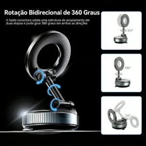 Suporte Veicular Magnético com Ventosa, para Celular no Painel ou Para-brisa Ajustável 360° - Imagem 3