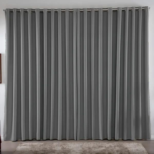 Cortina 3,00x2,80 Metros Blackout Blecaute Cinza Corta Luz Em Tecido Grosso Para Quarto E Sala Casa Laura Enxovais