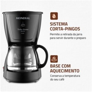 Cafeteira Elétrica Mondial Dolce Arome Black C-30-18X-FB 18 Cafés Preta - Imagem 3
