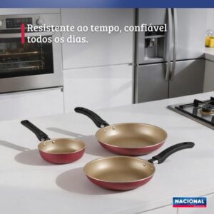 Jogo De Frigideiras Francesas 3 Peças 14 18 24cm Cereja Nacional - Alumínio Nacional - Imagem 3