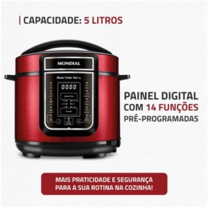 Panela de Pressão Elétrica Digital Mondial - 5L 900W Master Cooker Red PE-39 - Imagem 4