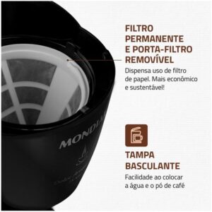 Cafeteira Elétrica Mondial Dolce Arome Black C-30-18X-FB 18 Cafés Preta - Imagem 4
