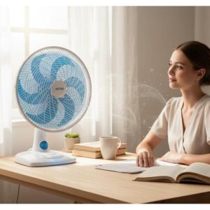 Ventilador de Mesa Ultra V-UT-30-01 30cm 6 Pás 3 Velocidades Branco e Azul - Imagem 2