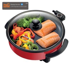 Panela Elétrica Multifuncional Grill Redonda Mondial Multicook Red PE-28 1200W 3L - Imagem 1