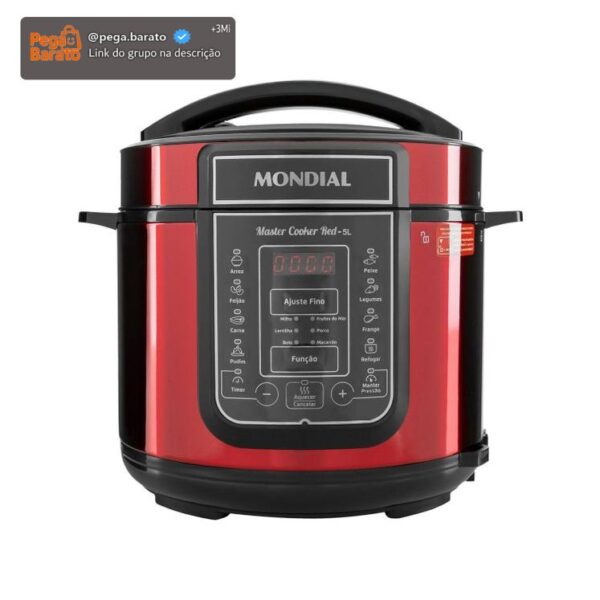 Panela de Pressão Elétrica Digital Mondial - 5L 900W Master Cooker Red PE-39