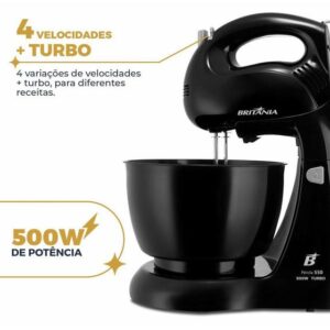 Batedeira Britânia Preta 500W 4 Velocidades 4,3L Pérola 550 - Imagem 4