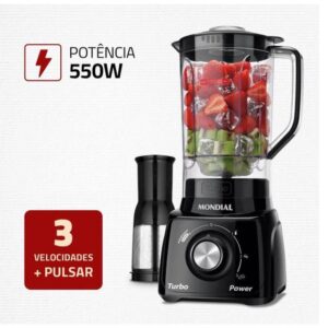 Liquidificador Mondial Turbo Power L-99-FB Preto com Filtro 3 Velocidades 550W - Imagem 4