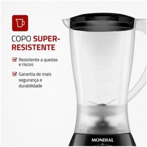 Liquidificador Mondial Easy Power L-550-B Preto 2 Velocidades 550W - Imagem 4