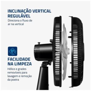 Ventilador de Mesa Mondial Turbo NVT-40-8P-B 40cm 8 Pás 3 Velocidades Preto e Prata - Imagem 4