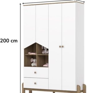 Quarto de Bebê Completo com Berço Cômoda e Guarda-roupa Henn Ternura Branco e Jequitibá - Imagem 4