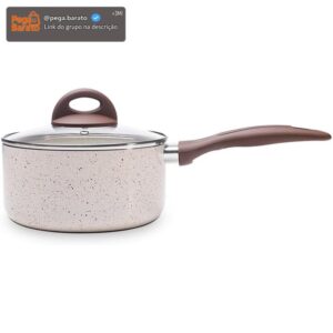 Panela com tampa e fundo de indução, Cerâmic Life,1,55L, 18cm, Vanilla, Brinox - Imagem 1