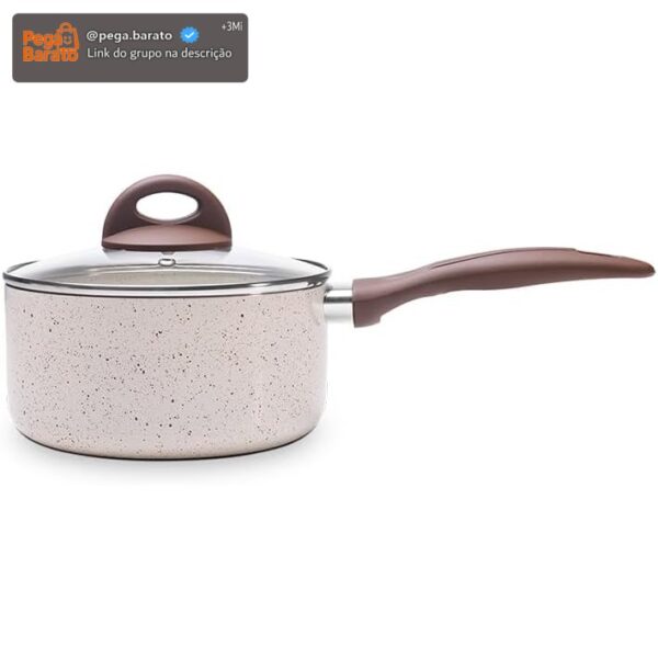 Panela com tampa e fundo de indução, Cerâmic Life,1,55L, 18cm, Vanilla, Brinox