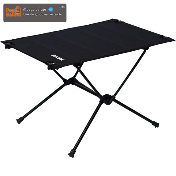Bask Mesa Dobrável Portátil de Alumínio Tampo Oxford Ultraleve 900g – Camping, Praia e Pesca (Preto)