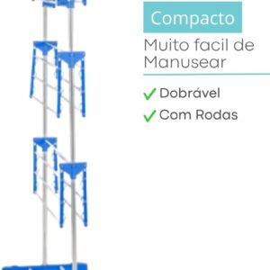 Varal de Chão Vertical Dobrável 3 Andares - Reforçado e Mais Resistente - Varal de Roupas Vertical Grande Retrátil - Imagem 7