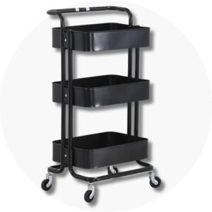 Carrinho Organizador Multiuso 3 Prateleiras Com Rodinhas 360° (Preto) - Imagem 9