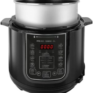 Panela de Pressão Elétrica Kian PPE-102 Capacidade 6 Litros Silenciosa 1000W Painel Digital com 14 Receitas Cuba Antiaderente (220, Volts) - Imagem 8