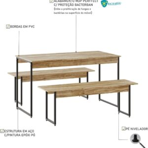 Mesa de Jantar Tub C/02 Bancos - Imagem 9
