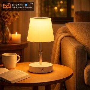 Luminária De Mesa Abajur Retrátil Recarregável USB Touch Led Luz Quente Telescópica Estudo Escritório Leitura Cabeceira Compacta Moderna Design Decorativo Ajustável Bivolt - Imagem 1