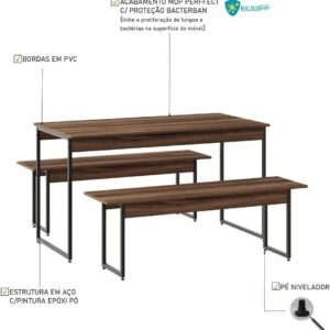 Mesa de Jantar Tub C/02 Bancos - Imagem 5