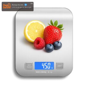 Balança de Cozinha Digital Premium em Inox Resistente à Água Portátil Base Antiderrapante Visor de Alta Definição Pesagem Precisa de 1g a 10kg Durável Moderna e Ideal para Alimentos Frescos - Imagem 1