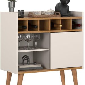 Aparador Retro Florença Adega Com Porta Nicho Prateleira Pés Madeira - Quality Móveis (OffWhite/Nature) - Imagem 6