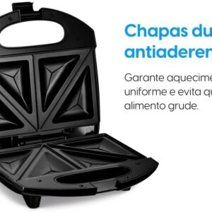 Sanduicheira Fast Time Elgin – 800W Placas Duplas 220V, Moderno, Aço inoxidável, Metal, Plástico - Imagem 4