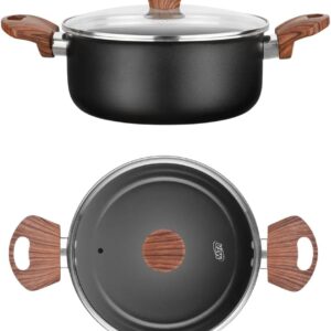 Conjunto de Panelas Vanilla Cerâmica 5 Peças – Antiaderente Cerâmico | 18cm, 20cm, Caçarola 22cm, Frigideiras 22cm e 24cm | Tampas de Vidro, Cabos Antitérmicos (VANILLA BLACK) - Imagem 8