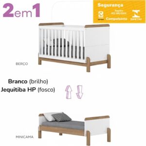 Quarto de Bebê Completo com Berço Cômoda e Guarda-roupa Henn Ternura Branco e Jequitibá - Imagem 7
