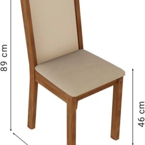 Conjunto Sala de Jantar Madesa Moscou Plus Mesa Tampo de Vidro com 4 Cadeiras - Rustic/Crema/Pérola - Imagem 4