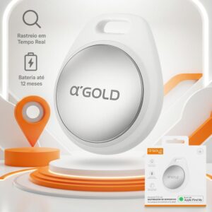 Air Tag Rastreador A'Gold, Localizador, Compatível com Iphone Buscar Apple (IOS), Bluetooth, Com Alarme Sonoro, GPS, Tag Inteligente, Bateria 230maH, Para Localizar Chaves, Carteira, Mochila e Pets - Imagem 2