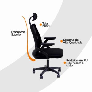 Cadeira Escritório Executiva Diretor Relax Ergonômica Preto (1) - Imagem 6