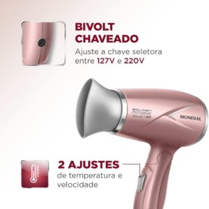 MONDIAL Secador de Cabelos Travel, Golden Rose, 1200W, Bivolt - SC-47-GR - Imagem 4