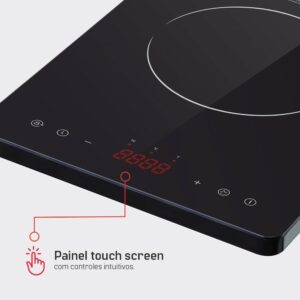 Cooktop de Indução HQ 1 Boca Portátil 2000W Preto HQ-IDS2001P 220V - Imagem 8
