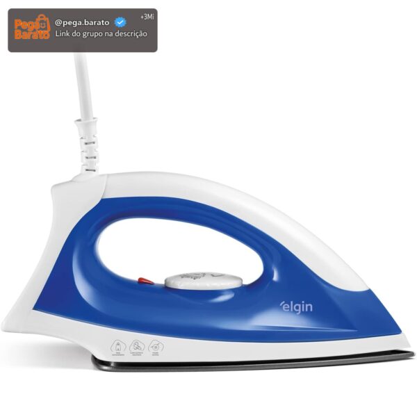 Ferro de Passar a Seco Iron Force Elgin Super Leve Branco e Azul Base Antiaderente 220V