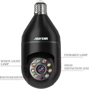 Câmera Lâmpada Wi-Fi 1080P Full HD 360° – Visão Noturna, Detecção Humana Inteligente, Áudio Bidirecional, Gravação em Nuvem e MicroSD até 128GB (preto) - Imagem 4
