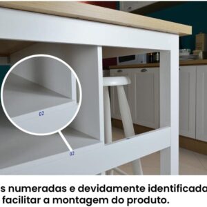 Ilha Cozinha Ditália 2 Prateleiras Branco Cd-1019 - Imagem 6