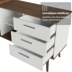 Escrivaninha Mesa de Escritório de Canto 3 Gavetas Lisboa Madesa - Imagem 7