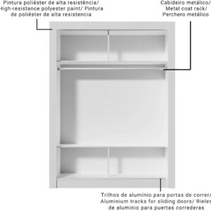 Guarda-Roupa Solteiro Madesa Denver 2 Portas de Correr - Branco - Imagem 5