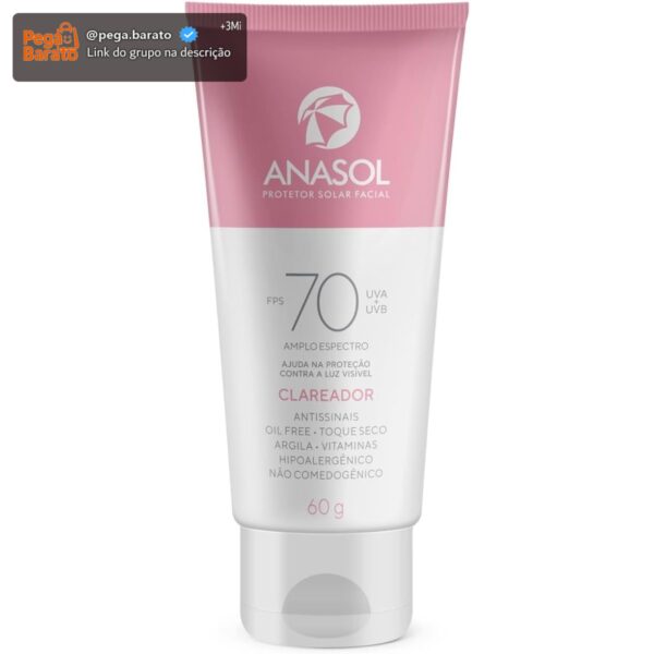 Anasol Protetor Solar Facial FPS 70 Clareador - 60 g