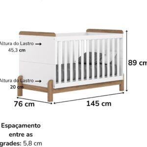 Quarto de Bebê Completo com Berço Cômoda e Guarda-roupa Henn Ternura Branco e Jequitibá - Imagem 3