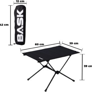 Bask Mesa Dobrável Portátil de Alumínio Tampo Oxford Ultraleve 900g – Camping, Praia e Pesca (Preto) - Imagem 3
